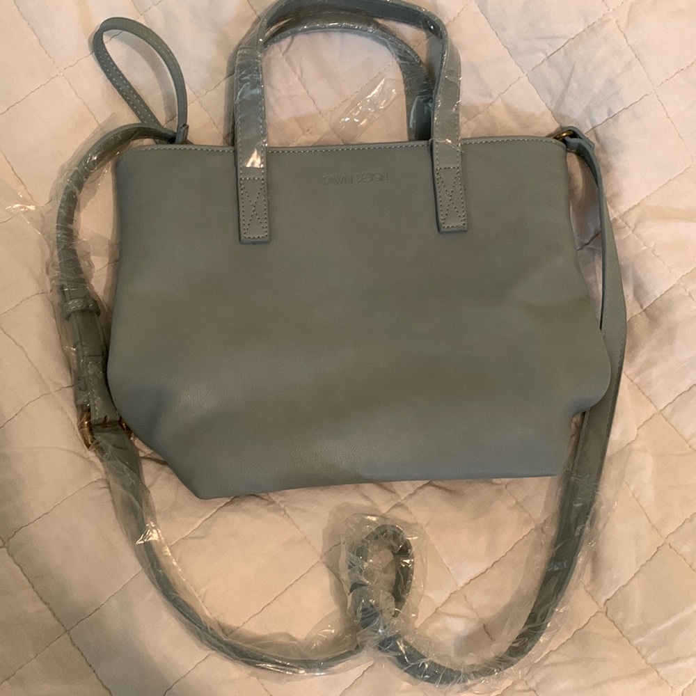 NWOT Fawn design mini tote, light blue with detachable strap